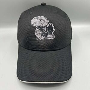 Kansas Jayhawks NCAA Hat Men S-M Black Gray The Game Stretch Fitted Cap New